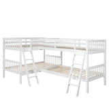 Hearth and Haven Nexuson Twin Size L-Shaped Bunk Bed with 2 Ladders, White LT000020AAK