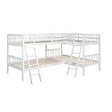 Hearth and Haven Nexuson Twin Size L-Shaped Bunk Bed with 2 Ladders, White LT000020AAK