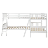 Hearth and Haven Nexuson Twin Size L-Shaped Bunk Bed with 2 Ladders, White LT000020AAK