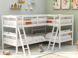 Hearth and Haven Nexuson Twin Size L-Shaped Bunk Bed with 2 Ladders, White LT000020AAK