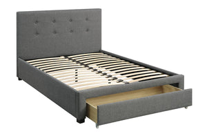 English Elm Bedroom Grey Polyfiber Queen Bed Tufted Headboard with Underbed Storage Drawer Modern Design HS00F9330Q-ID-AHD