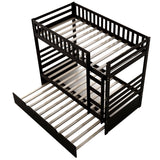 Hearth and Haven Pennyanna Twin Bunk Bed with Safety Rail and Movable Trundle Bed, Black