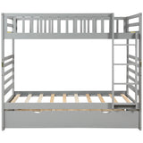 Hearth and Haven Pennyanna Twin Bunk Bed with Safety Rail and Movable Trundle Bed, Grey