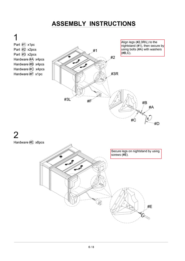 English Elm Antique Solid Wood Nightstand with Arched Trim, Reeded Posts & Ornate Satin Nickel Hardware, 28"W HS11FOA7144WH-N-ID-AHD