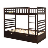 Hearth and Haven Pennyanna Twin Bunk Bed with Safety Rail and Movable Trundle Bed, Black