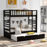 Hearth and Haven Pennyanna Twin Bunk Bed with Safety Rail and Movable Trundle Bed, Black