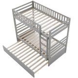 Hearth and Haven Pennyanna Twin Bunk Bed with Safety Rail and Movable Trundle Bed, Grey