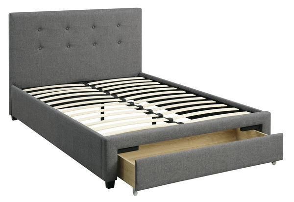 English Elm Bedroom Grey Polyfiber Queen Bed Tufted Headboard with Underbed Storage Drawer Modern Design HS00F9330Q-ID-AHD