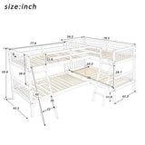 Hearth and Haven Nexuson Twin Size L-Shaped Bunk Bed with 2 Ladders, White LT000020AAK