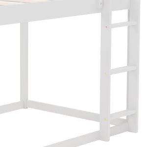 English Elm Twin Low Bunk Bed House Frame with Ladder, Pine & MDF Durable Construction for Kids' Cozy Playroom White WF285733AAK