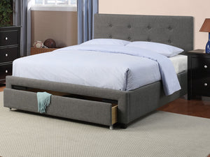 English Elm Modern Grey Polyfiber Full Size Bed Tufted Headboard with Under-Bed Storage Drawer, Simple Assembly B011S02006