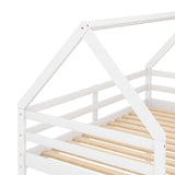 Hearth and Haven Twin over Twin Low Bunk Bed with Ladder, White