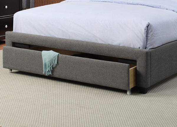 English Elm Modern Grey Polyfiber Full Size Bed Tufted Headboard with Under-Bed Storage Drawer, Simple Assembly B011S02006