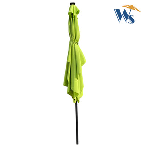 English Elm 10 Rectangular 10x6.5ft Solar LED Patio Umbrella with Crank, Push-Button Tilt, UV40+ Weatherproof Design Lime green W65638634