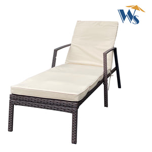 English Elm Outdoor Rattan Patio Chaise Lounge Chair with Adjustable 5-Position Recline, Removable Cushion, Durable Steel Frame Brown W65632238