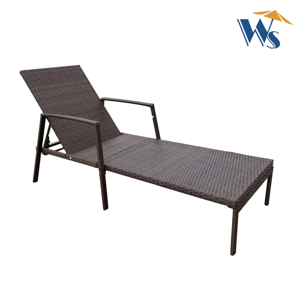English Elm Outdoor Rattan Patio Chaise Lounge Chair with Adjustable 5-Position Recline, Removable Cushion, Durable Steel Frame Brown W65632238