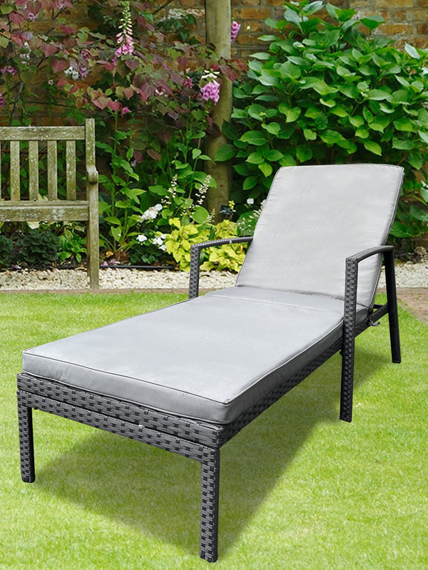English Elm Outdoor Rattan Patio Chaise Lounge Chair with Adjustable 5-Position Recline, Removable Cushion, Durable Steel Frame Gray W65632237