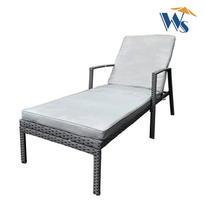 English Elm Outdoor Rattan Patio Chaise Lounge Chair with Adjustable 5-Position Recline, Removable Cushion, Durable Steel Frame Gray W65632237