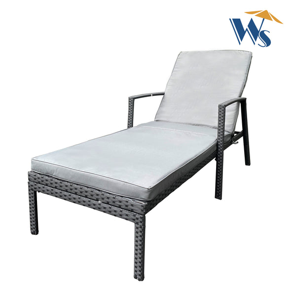 English Elm Outdoor Rattan Patio Chaise Lounge Chair with Adjustable 5-Position Recline, Removable Cushion, Durable Steel Frame Gray W65632237