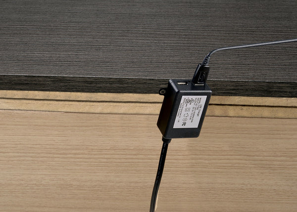 English Elm 1x Nightstand Warm Gray Solid Wood Contemporary Nightstand with Chrome Trim USB Charger, Sleek Lines HS11CM7589N-ID-AHD