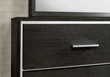 English Elm 1X Nightstand Solid Wood Warm Gray Sleek Modern Lines Chrome Trim Insert Contemporary Bedroom Furniture