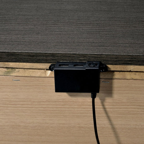 English Elm 1x Nightstand Warm Gray Solid Wood Contemporary Nightstand with Chrome Trim USB Charger, Sleek Lines HS11CM7589N-ID-AHD