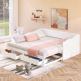 Hearth and Haven Wooden Daybed with Trundle Bed and Two Storage Drawers , Extendable Bed Daybed, Sofa Bed with Two Drawers LP000519AAK