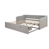 Hearth and Haven Wooden Daybed with Trundle Bed and Two Storage Drawers , Extendable Bed Daybed, Sofa Bed with Two Drawers LP000519AAE