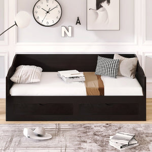 English Elm Wooden Twin Daybed with Pull Out Trundle and Dual Storage Drawers for Guest Rooms Espresso LP000519AAP-1