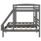 Hearth and Haven Full over Twin & Twin, Triple Bunk Bed, Grey