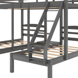Hearth and Haven Full over Twin & Twin, Triple Bunk Bed, Grey