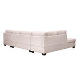 English Elm Ustyle Modern Large U-Shape Sectional Sofa, Double Extra Wide Chaise Lounge Couch, Beige