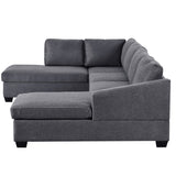 English Elm Ustyle Modern Large U-Shape Sectional Sofa, Double Extra Wide Chaise Lounge Couch, Grey