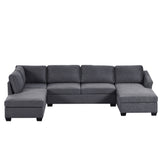 English Elm Ustyle Modern Large U-Shape Sectional Sofa, Double Extra Wide Chaise Lounge Couch, Grey