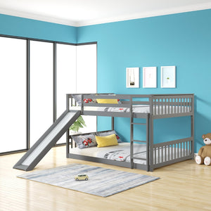 English Elm Twin Low Loft Bed with Pull Out Desk Drawers Cabinet and Shelves for Kids W697S00026