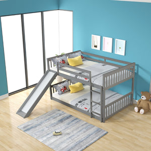English Elm Twin Low Loft Bed with Pull Out Desk Drawers Cabinet and Shelves for Kids W697S00026