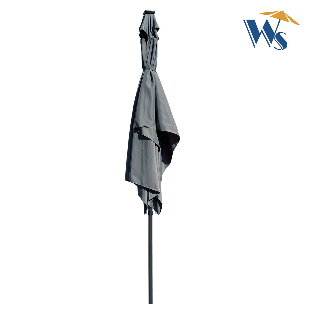 English Elm 10 Solar Rectangular Patio Umbrella 10x6.5ft with 26 LED Lights, Crank Lift, Push-Button Tilt, UV40+ W65638624