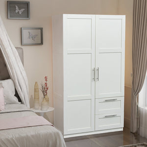 English Elm High Versatile Storage Cabinet With 2 Doors, 2 Drawers & 5 Compartments For Modern Spaces W331S00071