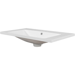 English Elm 30" Ceramic Vanity Top with White Undermount Basin, Center Sink, 3-Hole Faucet, Sleek Flat Edge N725P171538K