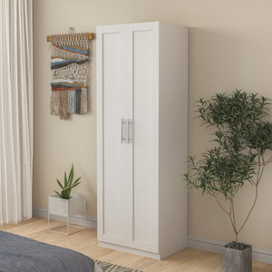 English Elm High Space-Saving Cabinet With 2 Doors, 3 Partitions For Organized Storage In Modern White Finish W331S00080