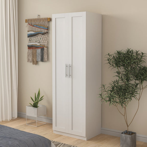English Elm High Space-Saving Cabinet With 2 Doors, 3 Partitions For Organized Storage In Modern White Finish W331S00080