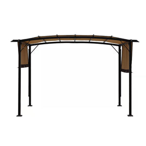 English Elm 12 Outdoor Pergola 12 x 9 Ft Retractable Steel Gazebo with Adjustable Canopy, Rust-Resistant Shade Shelter Beige+Brown W419S00041