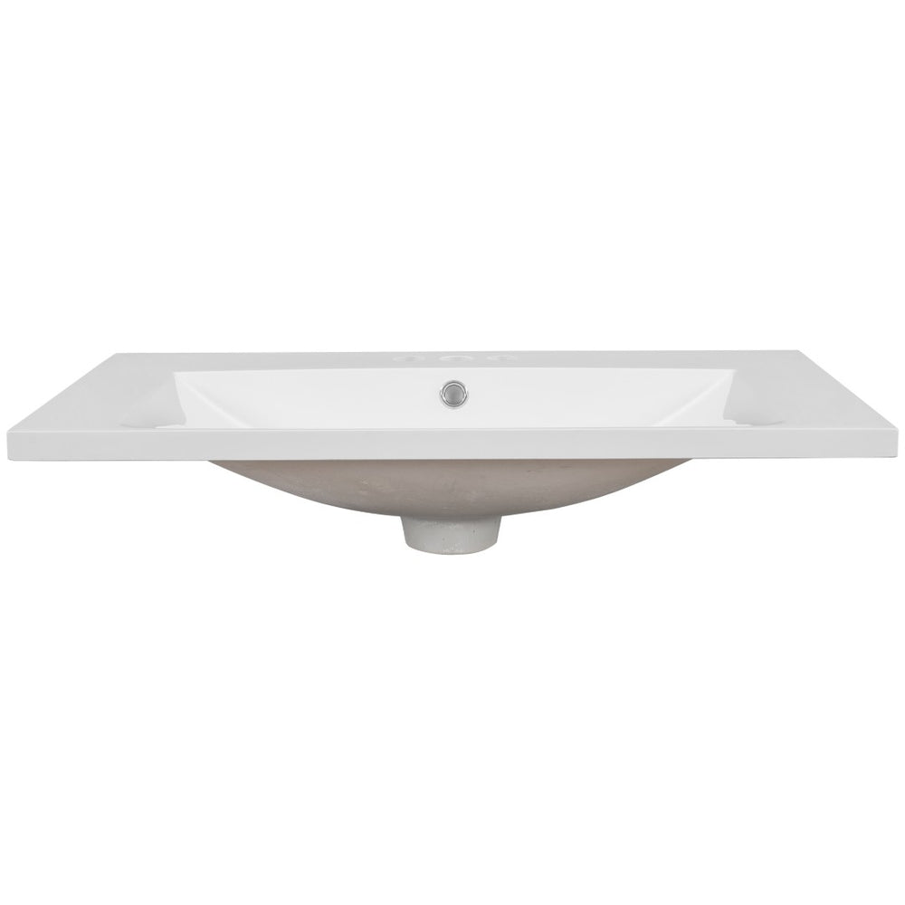 English Elm 30" Ceramic Bathroom Vanity Top Centered Basin Glazed White Finish 3 Faucet Holes WF283479AAK