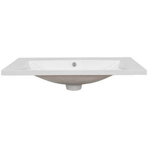 English Elm 30" Single Bathroom Vanity Top With White Basin, 3-Faucet Holes, Ceramic, White