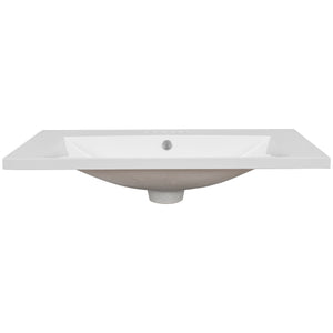 English Elm 30" Ceramic Vanity Top with White Undermount Basin, Center Sink, 3-Hole Faucet, Sleek Flat Edge N725P171538K