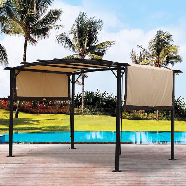English Elm Universal Polyester Pergola Canopy with Retractable Side Shades Uv Resistant Outdoor W41943550