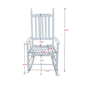 English Elm Wooden Wooden Porch Rocker Chair In Crisp White - Comfortable Solid Hardwood Design For Timeless Relaxation W49520605-GIGA