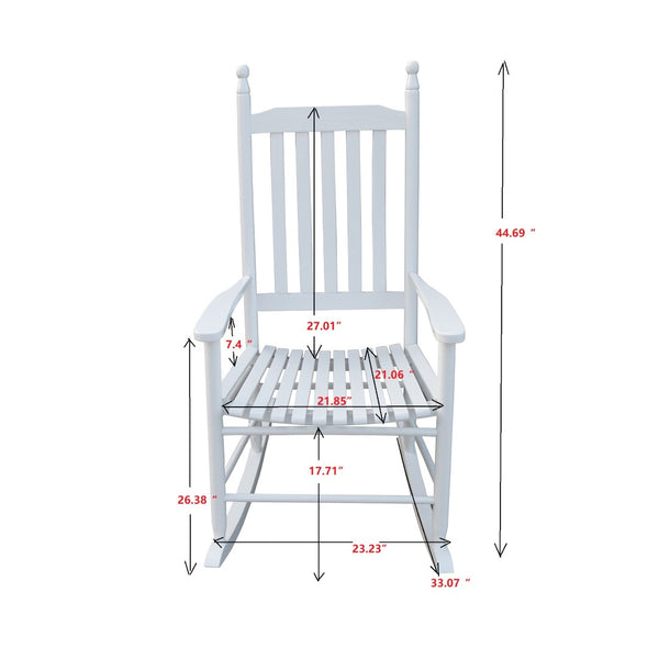 English Elm Wooden Wooden Porch Rocker Chair In Crisp White - Comfortable Solid Hardwood Design For Timeless Relaxation W49520605-GIGA