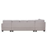 English Elm Ustyle Modern Large Upholstered U-Shape Sectional Sofa, Extra Wide Chaise Lounge Couch, Beige