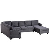 English Elm Ustyle Modern Large Upholstered U-Shape Sectional Sofa, Extra Wide Chaise Lounge Couch, Grey